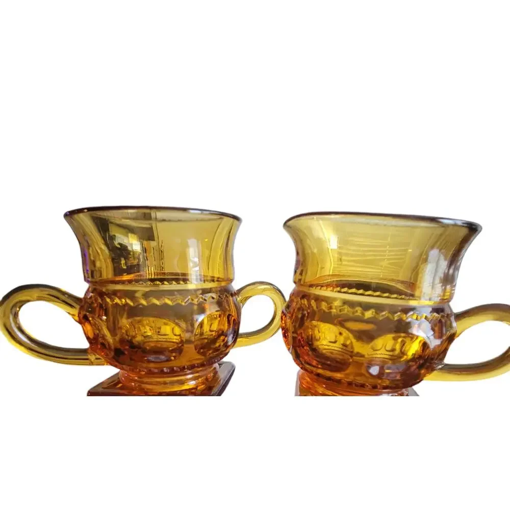 MCM Sugar Bowl and Creamer Gold Crown by Indiana Glass AKA Lancaster Colony Fall